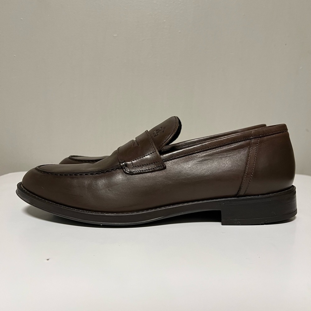 Brooks Brothers Penny Loafers Shoes Brown Leather Made In Italy Men US 10.5